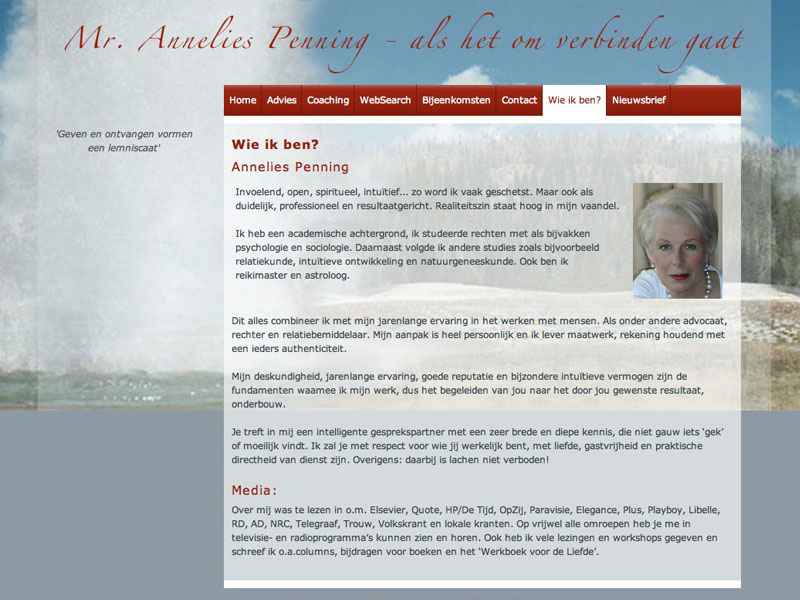 ZZPstudio portfolio webdesign voor www.anneliespenning.nl