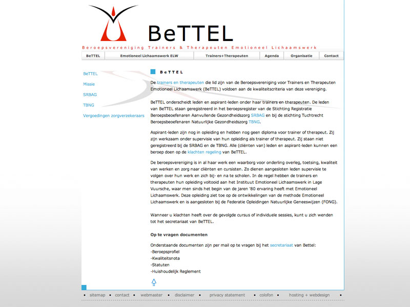 ZZPstudio portfolio webdesign voor www.bettel.nl