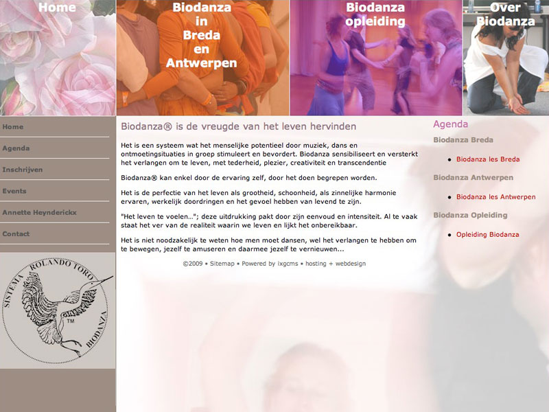 ZZPstudio portfolio webdesign voor www.biodanzainvlaanderen.be