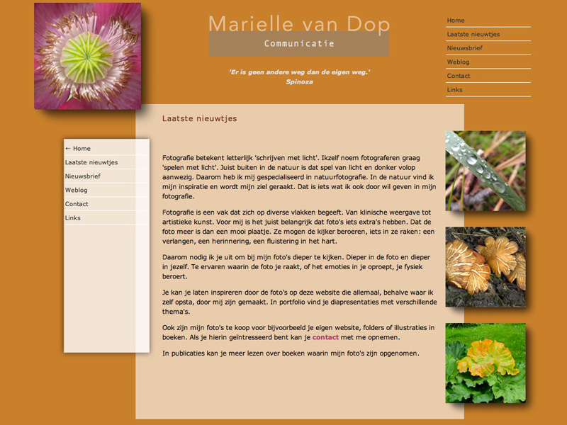 ZZPstudio portfolio webdesign voor www.mariellevandop.nl