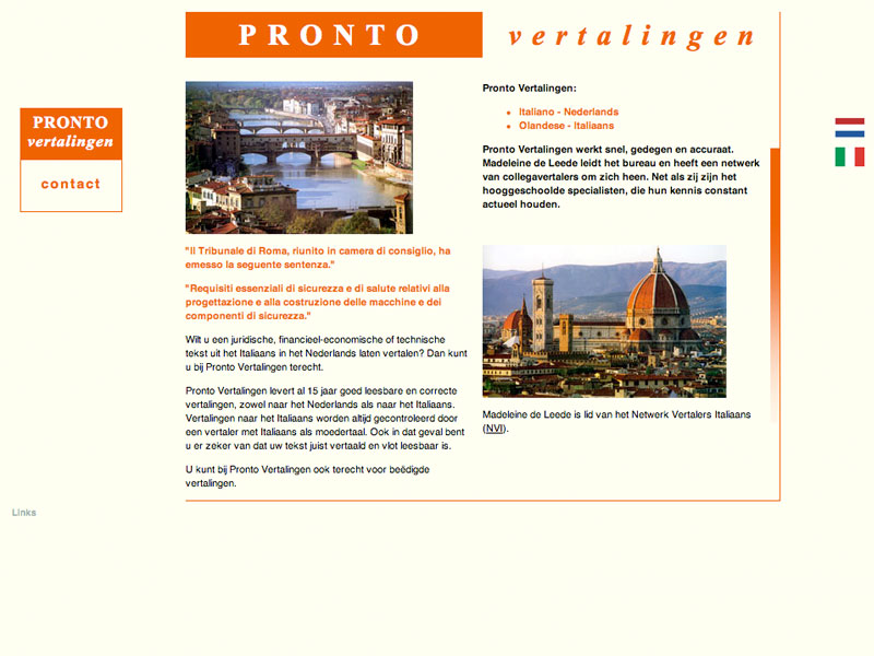 ZZPstudio portfolio webdesign voor www.pronto-vertalingen.nl