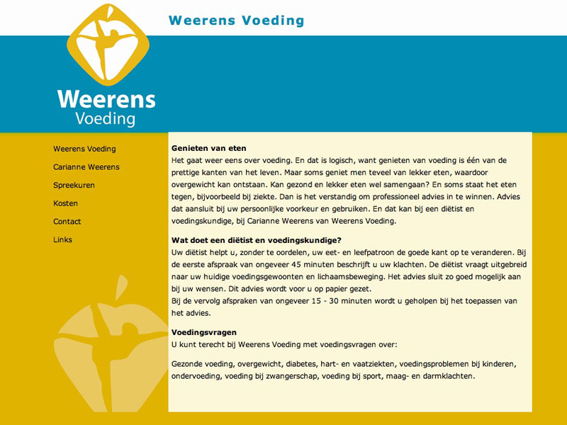 ZZPstudio portfolio webdesign voor www.weerensvoeding.nl